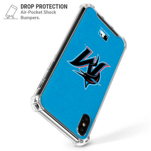 MLB Miami Marlins Solid Distressed iPhone XS Max Clear Case